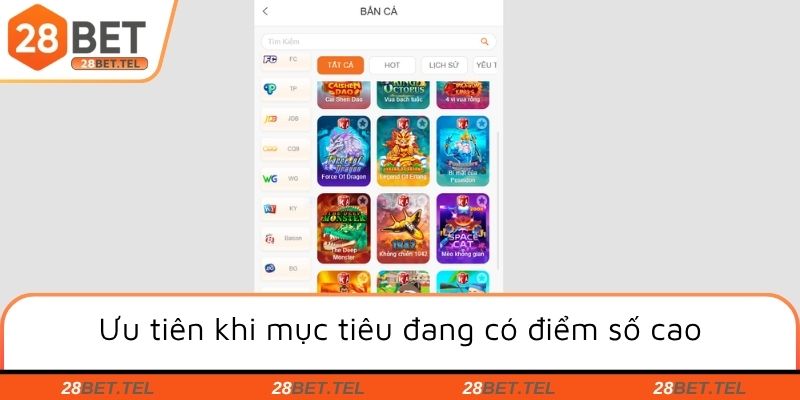 Ưu tiên khi mục tiêu đang có điểm số cao